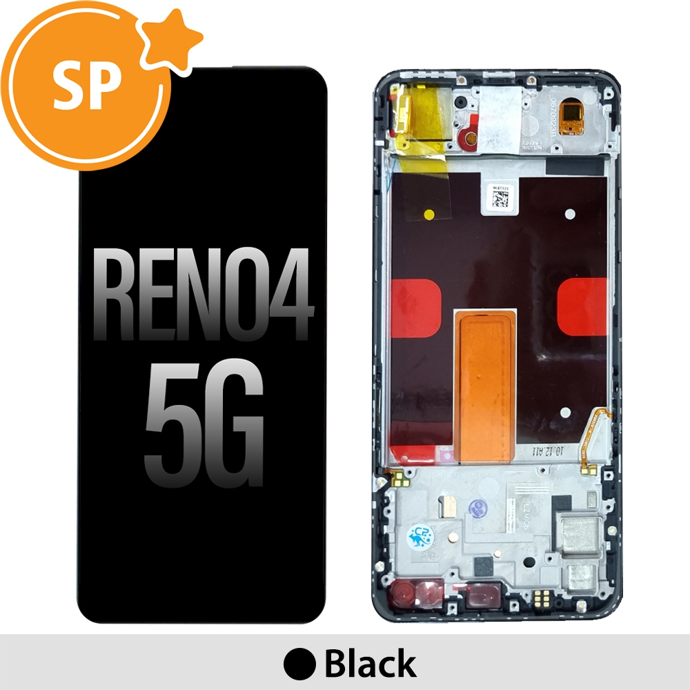 OLED Screen Replacement with Frame for OPPO Reno4 5G 4904705 (Service Pack)-Black