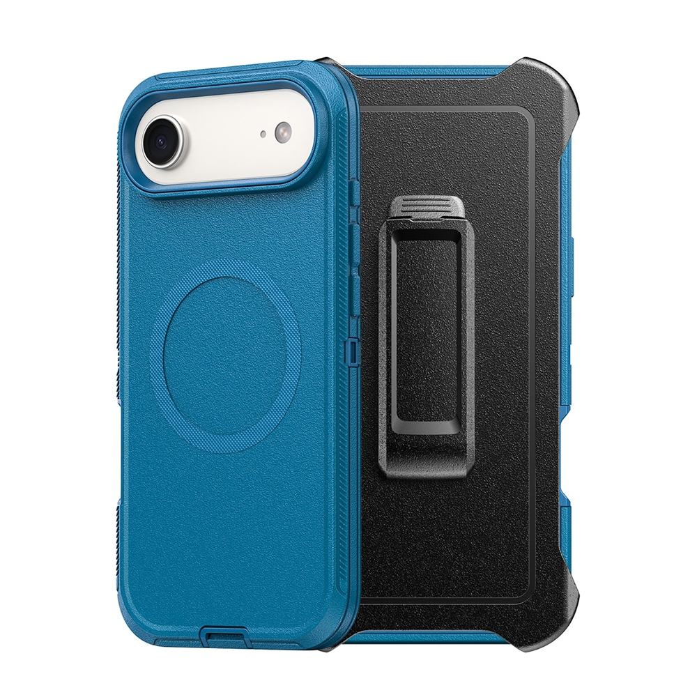 Shockproof Robot Armor Hard Plastic Magsafe Case with Belt Clip for iPhone 17 Air-Navy