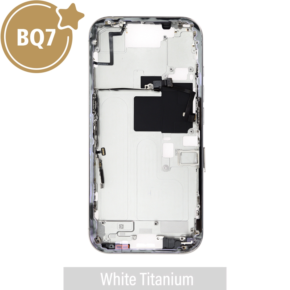 BQ7 Chassis Mid Frame Cover Replacement Assembly for iPhone 16 Pro-White Titanium (With SIM Tray Version)