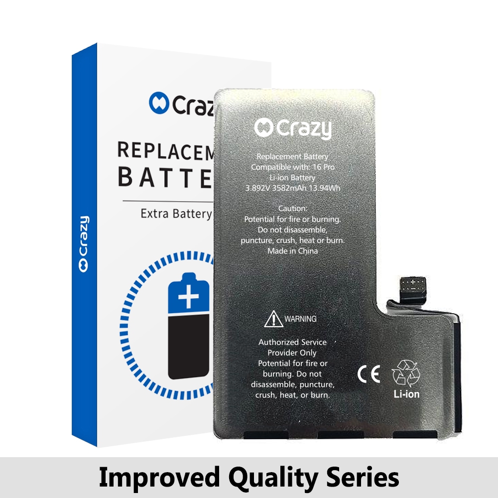 Crazy Improved Quality-iPhone 16 Pro Replacement Battery with Adhesive Strips 3582mAh (TI CHIP: 27546) (Cheapest Price)