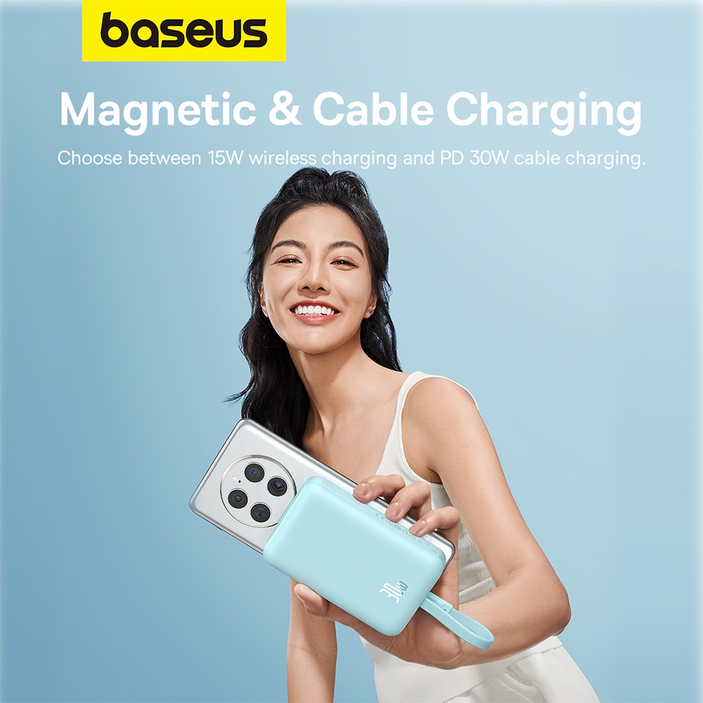 Baseus Magnetic Mini Wireless Fast Charge Power Bank Type-C Edition 10000mAh 30W-White