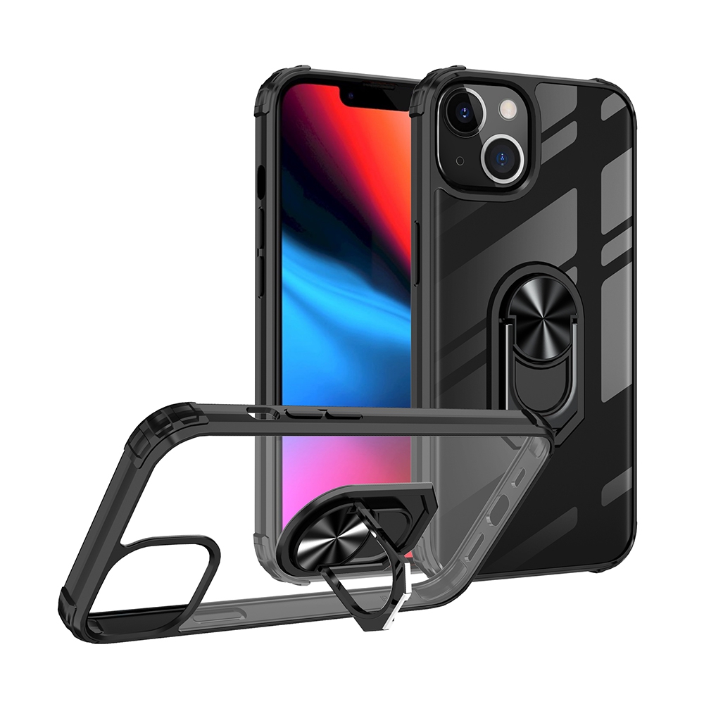 Ring Holder Military Shockproof Car Magnetic Case for iPhone 13-Blue