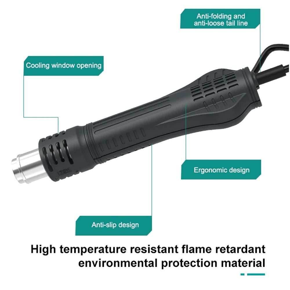 QUICK 2008 ESD Digital Display Heat Gun Welding Rework Soldering Station (Spiral Wind)