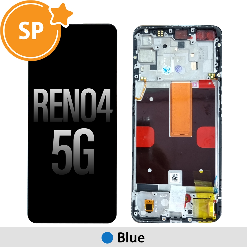 OLED Screen Replacement with Frame for OPPO Reno4 5G 4904704 (Service Pack)-Blue