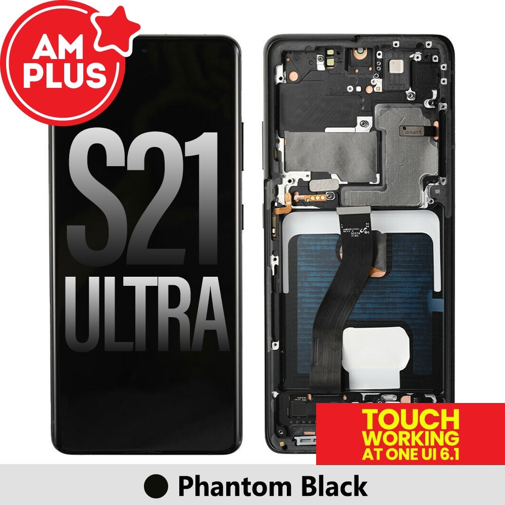 Samsung Galaxy S21 Ultra 5G G998B AMPLUS OLED Screen Replacement Digitizer with Frame-Phantom Black