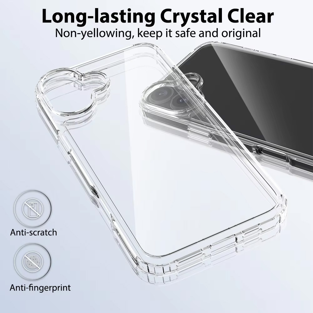 iPhone 16 Plus High Quality Acrylic + TPU Hybrid Transparent Case Cover 