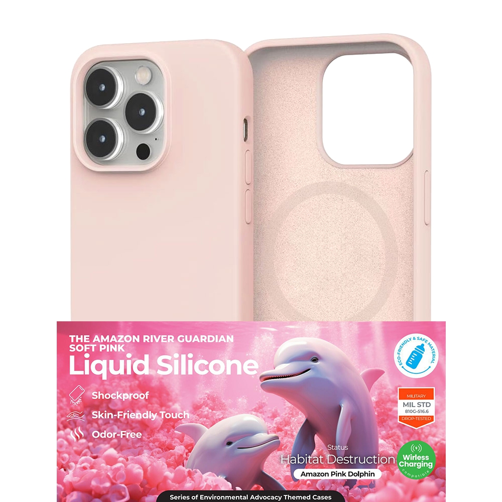 REDEFINE Liquid Silicone Case Cover with Magnetic Ring for iPhone 17 Air Magsafe-Baby Pink
