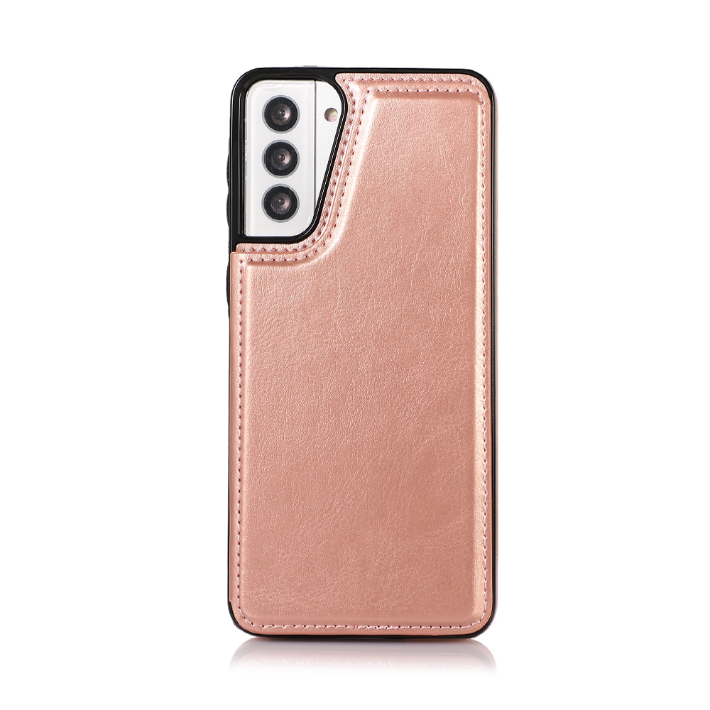 Back Flip Leather Wallet Cover Case for Samsung Galaxy S21 Plus-Brown