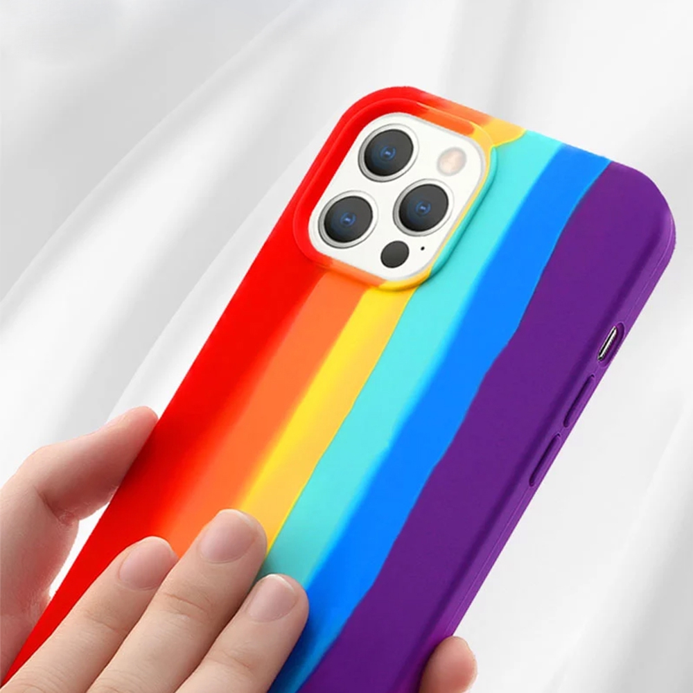 Rainbow Liquid Silicone Case Cover for iPhone 13 Pro Max