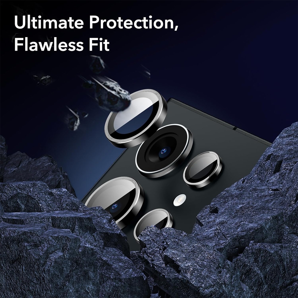Kinglas Metal Ring HD Tempered Glass Camera Lens Protector Film for Samsung Galaxy S25-Grey