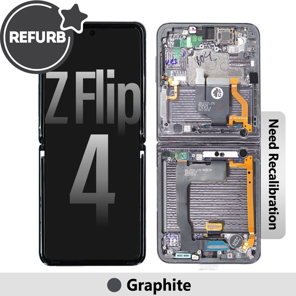 REFURB OLED Screen Replacement Digitizer with Frame for Samsung Galaxy Z Flip4 5G (F721B)-Graphite