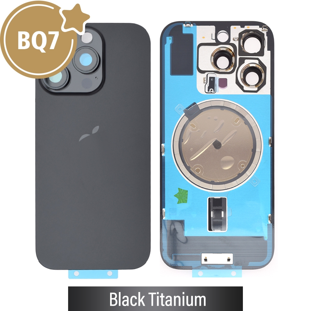 BQ7 Rear Cover Glass with Camera Lens Glass and Magsafe Magnet for iPhone 16 Pro-Black Titanium