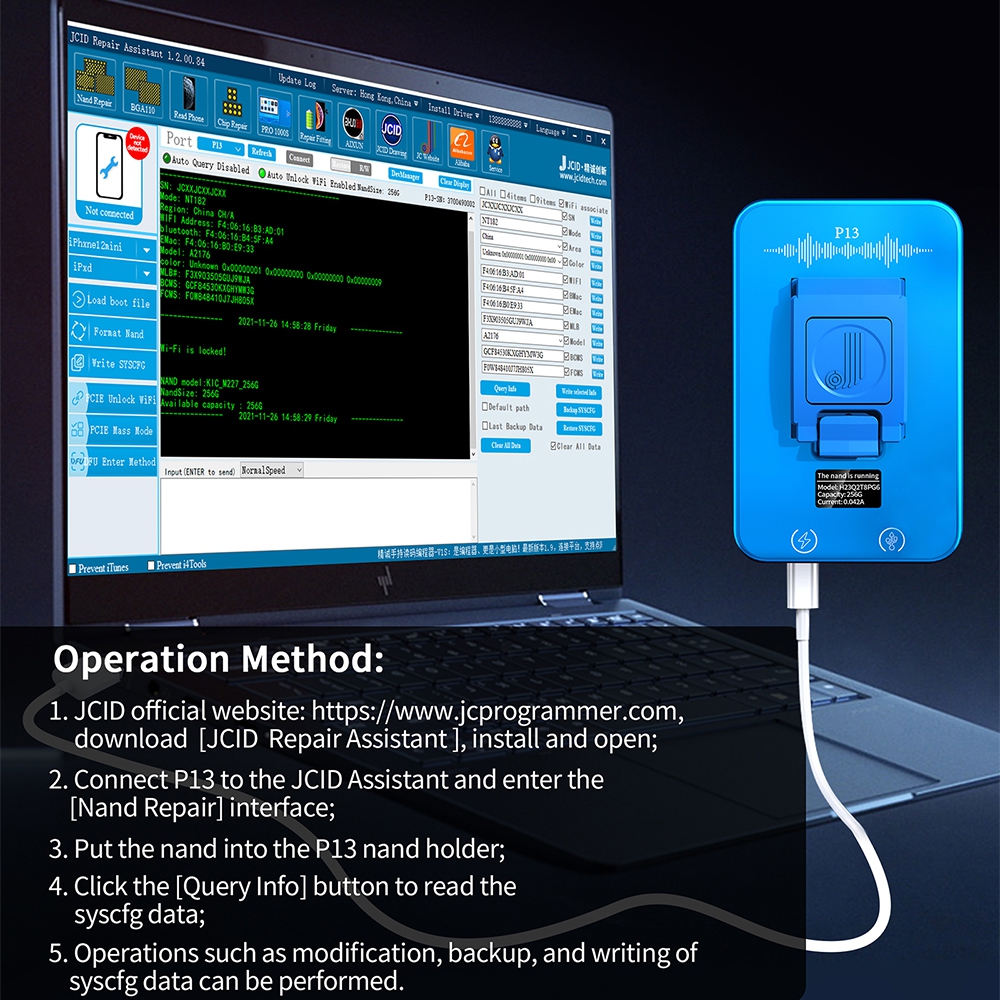 JCID P13 BGA110 Nand Programmer for iPhone 8-13 Pro Max