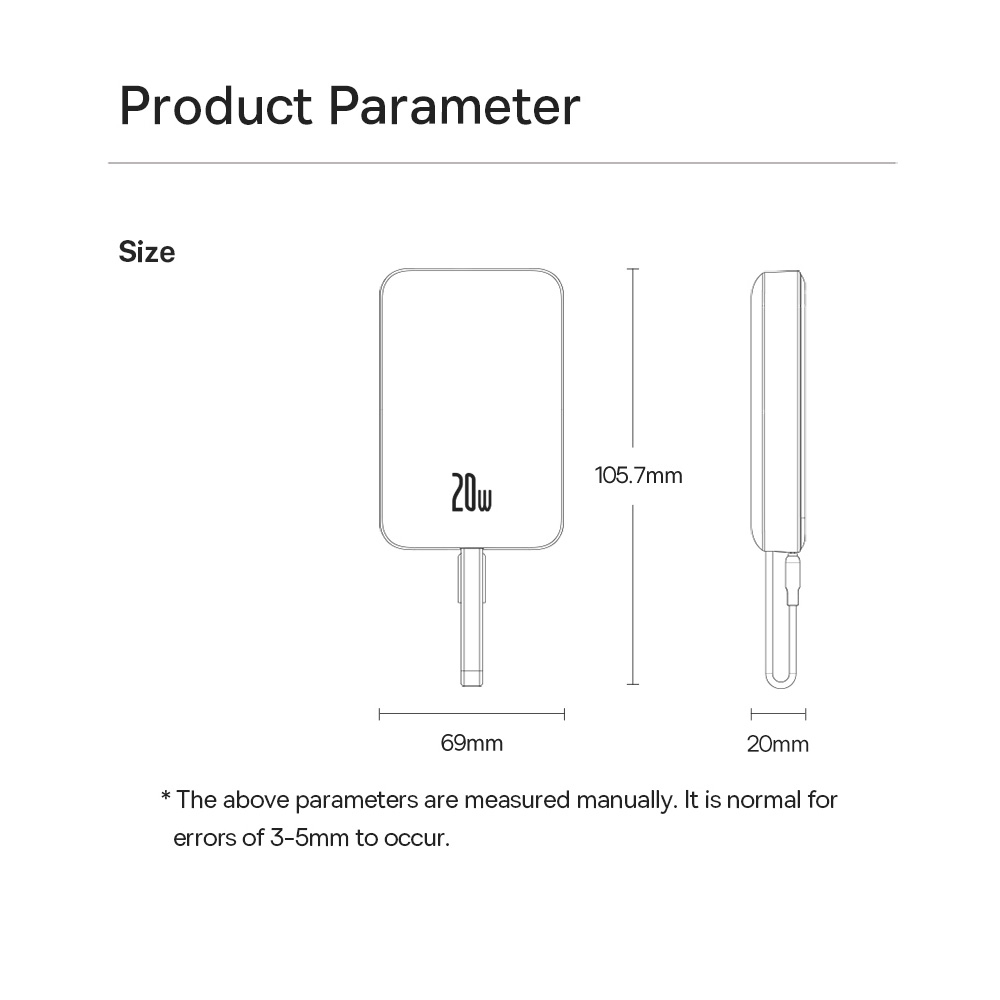 Baseus Magnetic Mini Wireless Fast Charge Power Bank Type-C Edition 10000mAh 30W-White