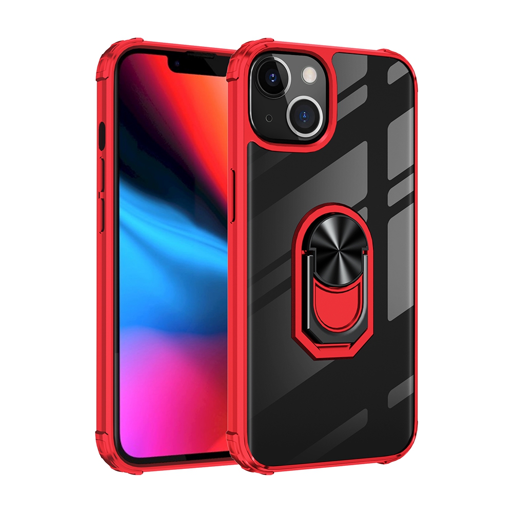 Ring Holder Military Shockproof Car Magnetic Case for iPhone 14-Black