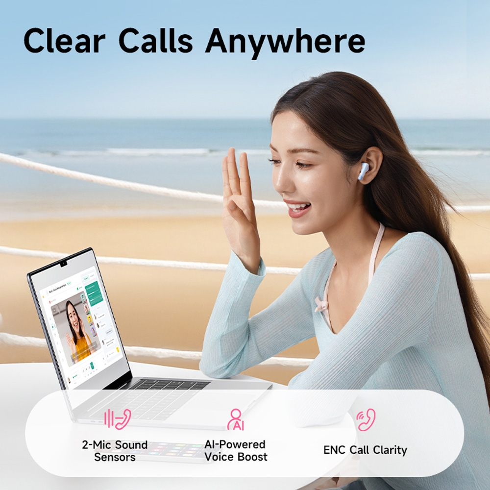 Baseus Bass BS2 Lite Wireless Earbuds-White