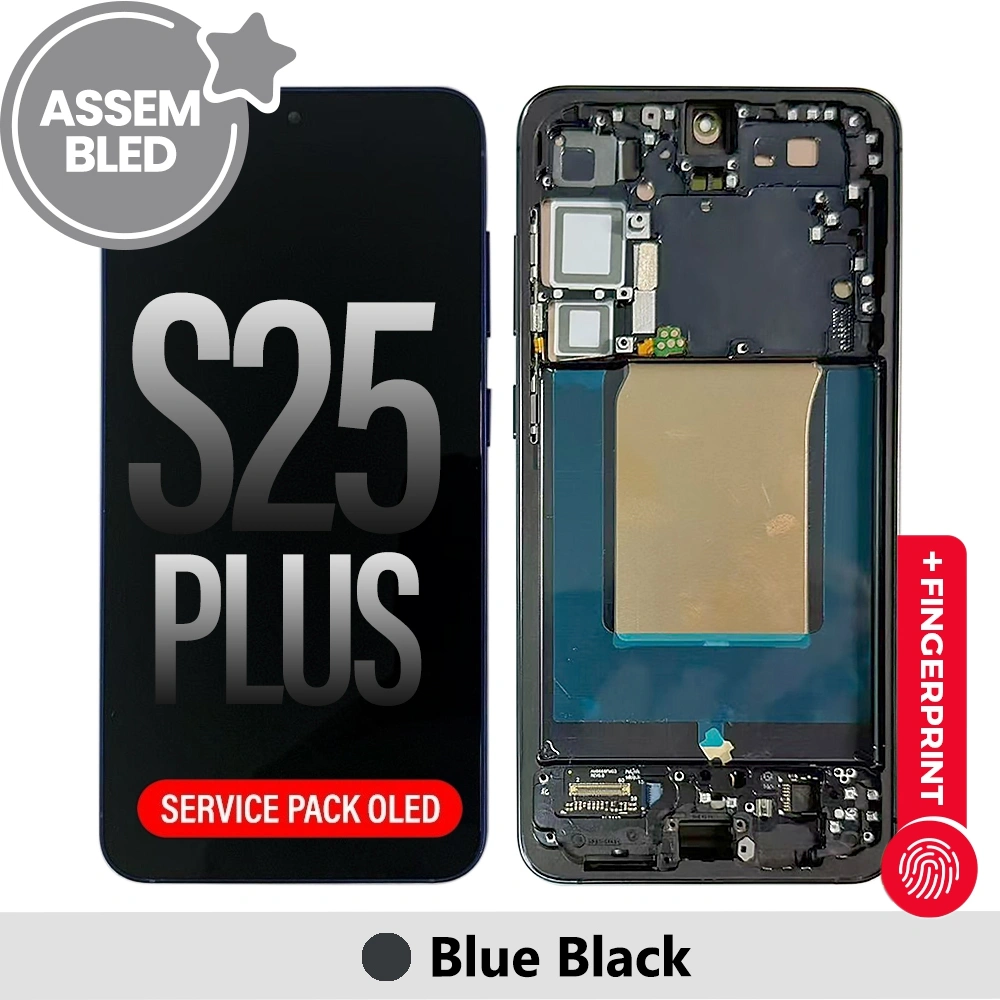 ASSEMBLED OLED Screen Replacement with Frame for Samsung Galaxy S25 Plus S936B-Blue Black (SERVICE PACK SCREEN BUT REFURBISH FRAME ASSEMBLED BY CRAZY)