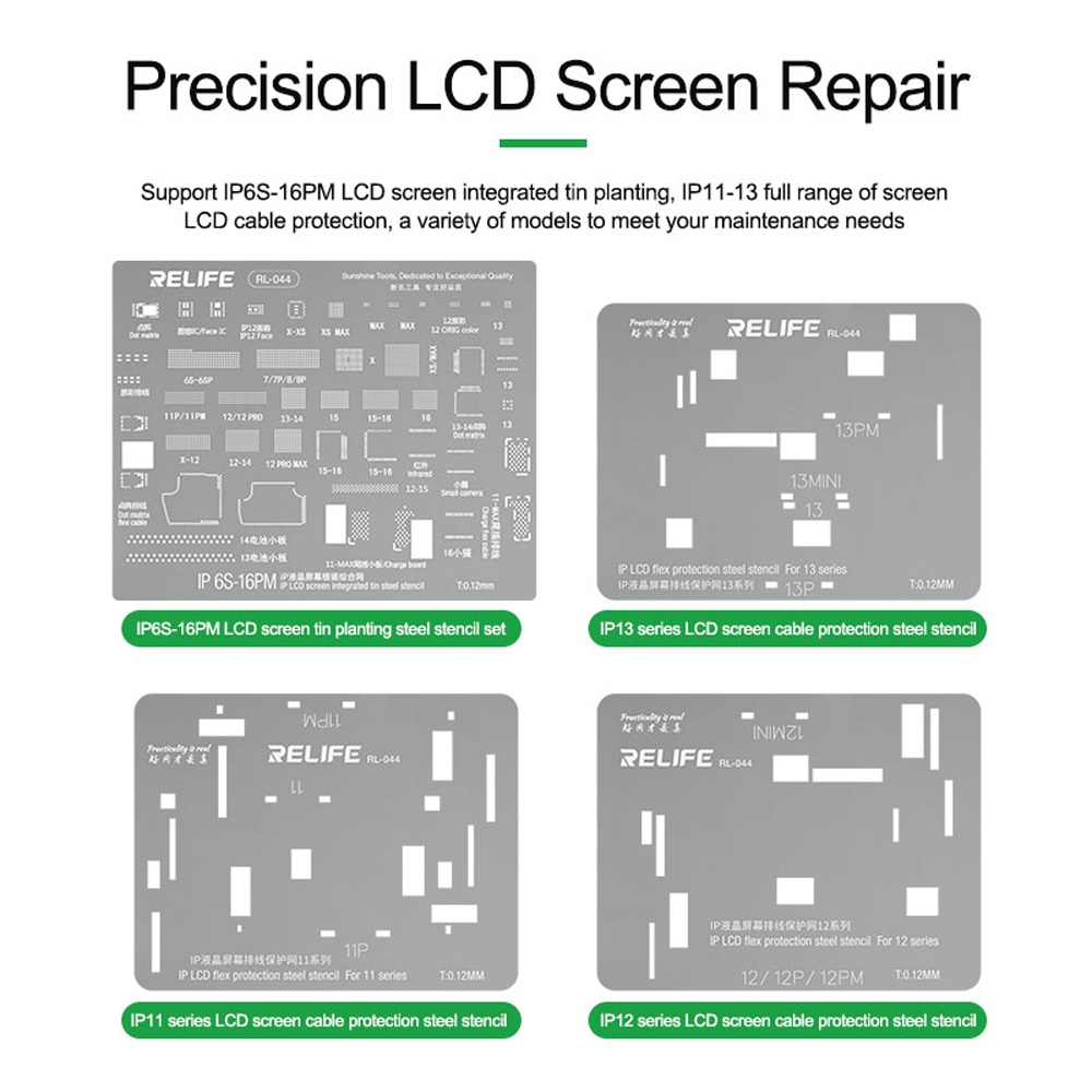RELIFE RL-044 IP LCD Flex Protection Steel Stencil for iPhone 6S to 16 Pro Max