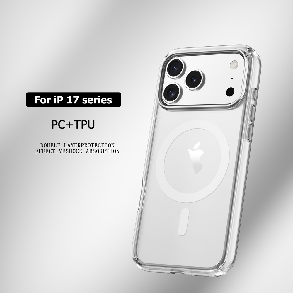 iPhone 17 Dual Color UTIA Ultimake Shockproof Transparent Case Cover With Magnetic Ring -Orange