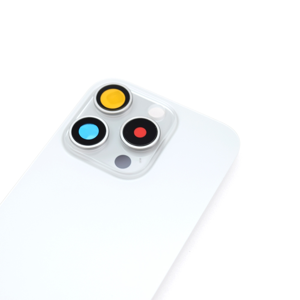 BQ7 Rear Cover Glass with Camera Lens Glass and Magsafe Magnet for iPhone 15 Pro (NO LOGO)-White Titanium