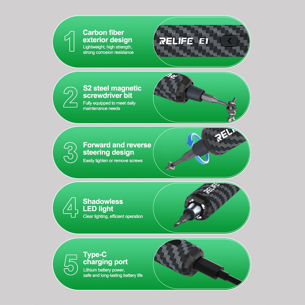 RELIFE E1 Carbon Fiber Electric Screwdriver Set