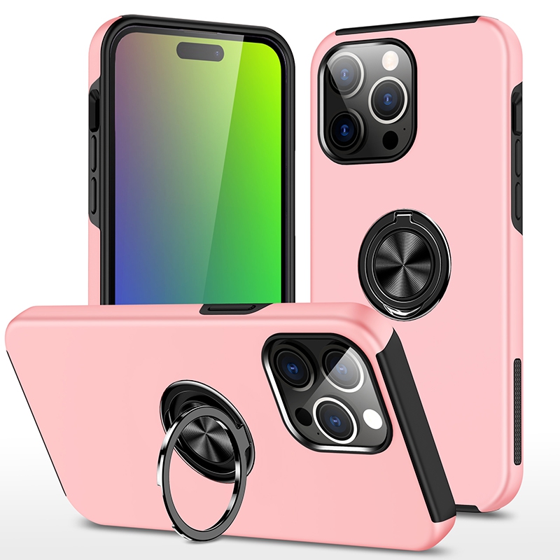 Magnetic Ring Holder Shockproof Cover Case for iPhone 15 Pro-Navy