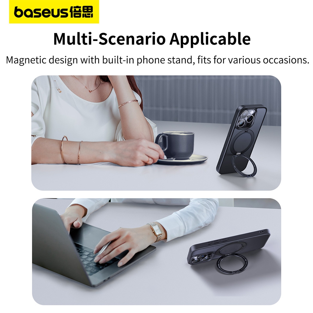 iPhone 15 Pro Max Baseus CyberLoop Series Phone Case Cover With Magnetic Ring-Frosted