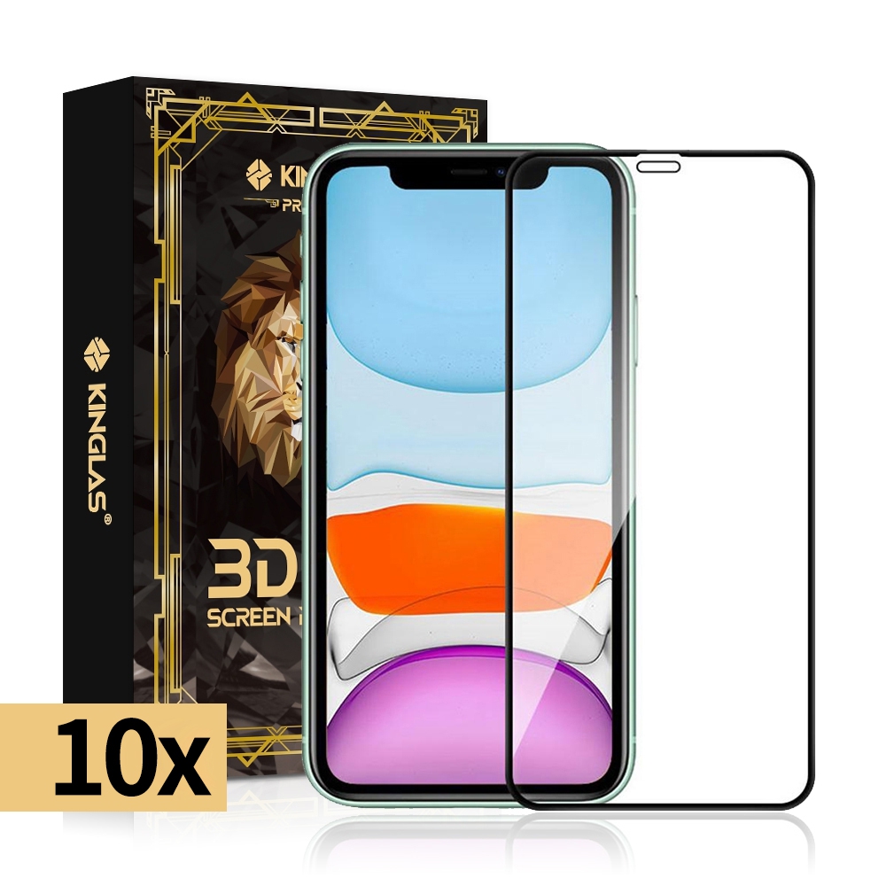 Kinglas 10 Packs Full Coverage Tempered Glass Screen Protector For iPhone 12 Pro Max