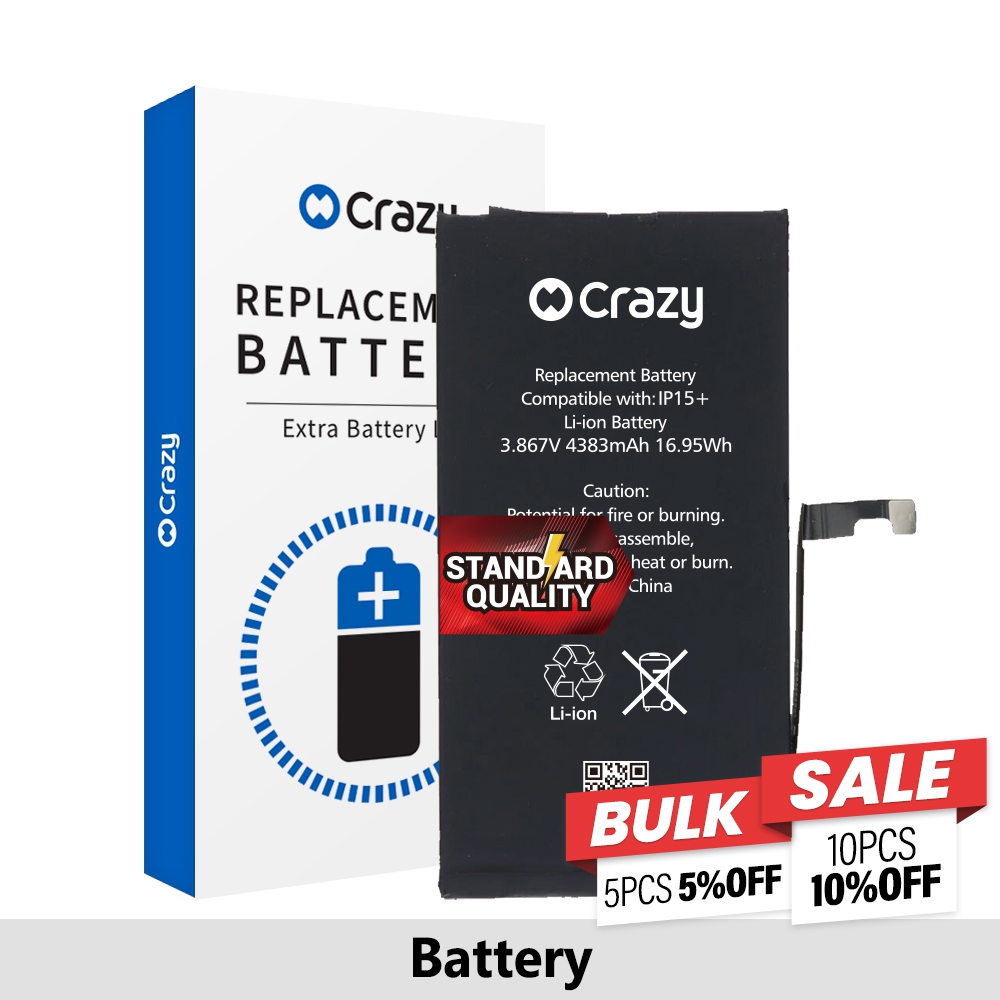 Crazy Improved quality-iPhone 15 Plus Replacement Battery with Adhesive Strips 4383mAh (TI CHIP: 27546) (Cheapest Price)