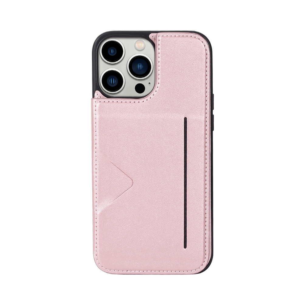 Hanman Back Flip Leather Wallet Shockproof Cover Case for iPhone 14 Max (Plus)-Navy