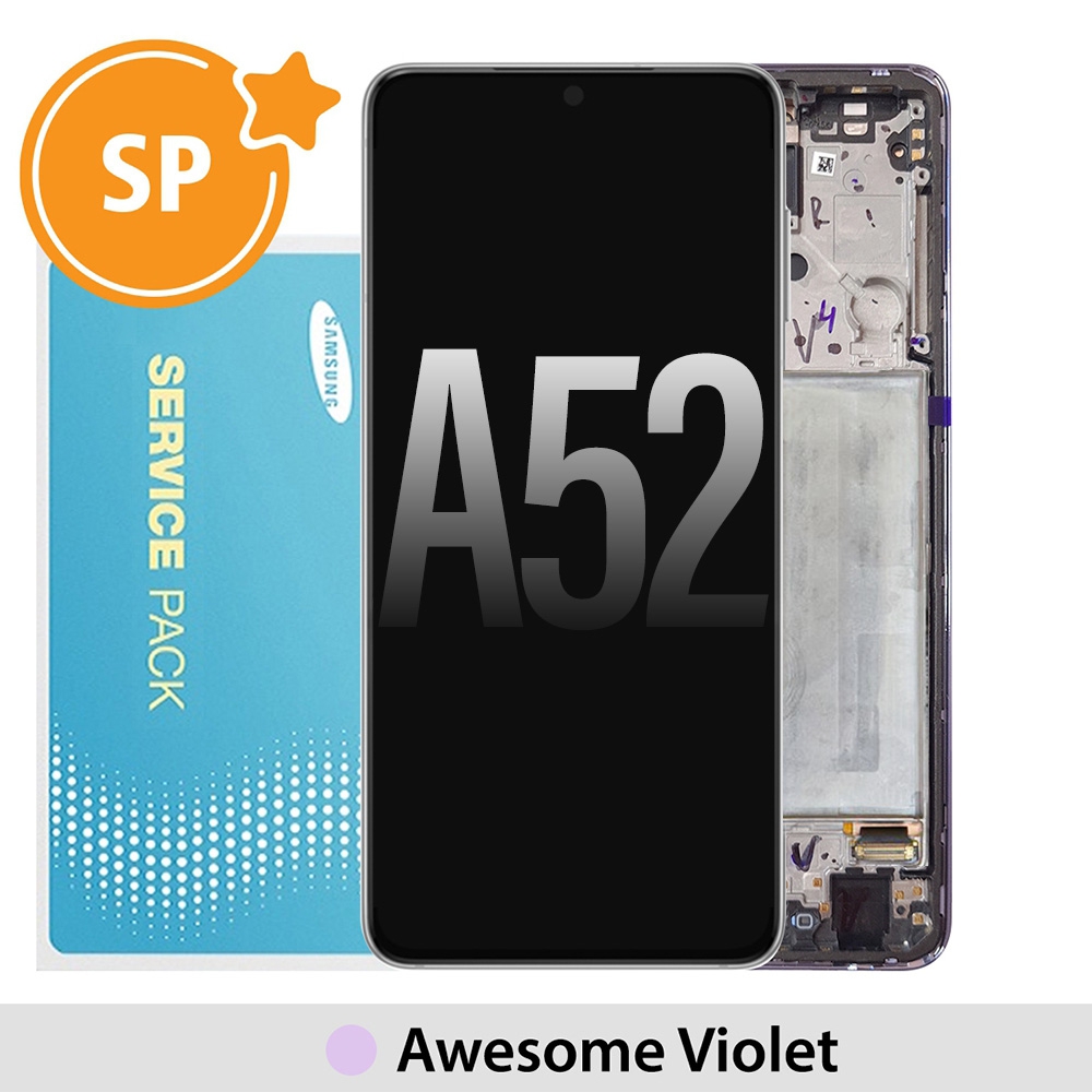 Samsung Galaxy A52 A525 / A526 / A52S A528 OLED Screen Replacement with Frame GH82-25229C/25230C (Service Pack)-Awesome Violet