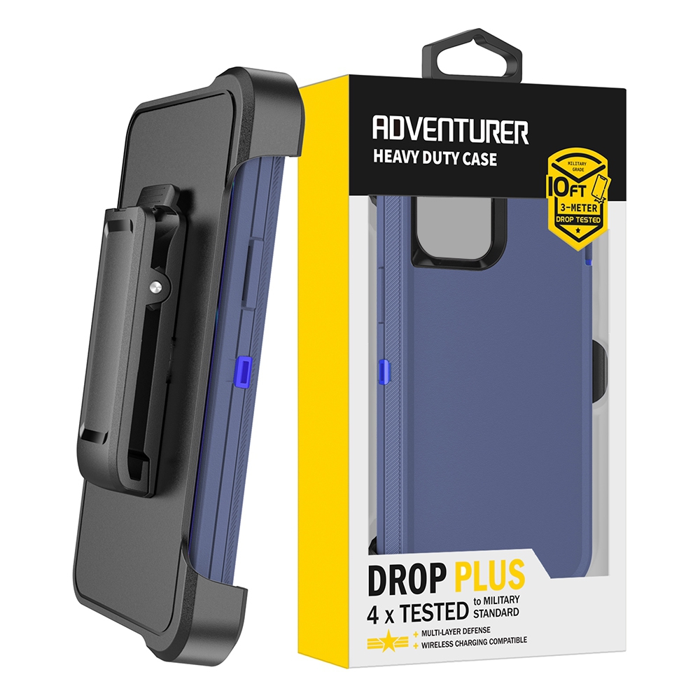 Shockproof Robot Armor Hard Plastic Case with Belt Clip for iPhone 14 Plus / 15 Plus-Black