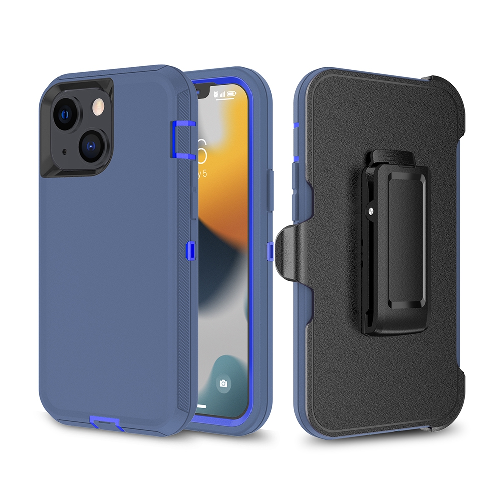 Shockproof Robot Armor Hard Plastic Case with Belt Clip for iPhone 12 / 13 mini-Navy