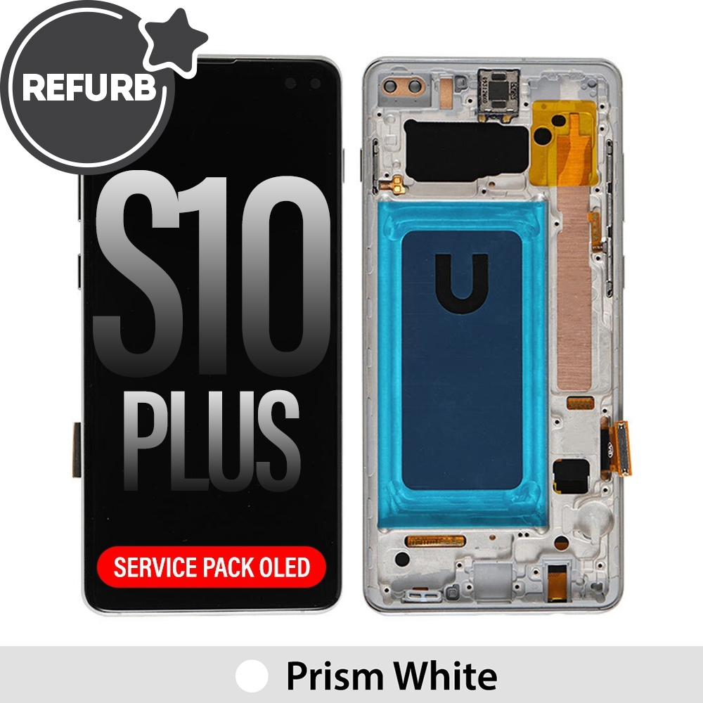 ASSEMBLED OLED Screen Replacement with Frame for Samsung Galaxy S10 Plus G975F-Prism White