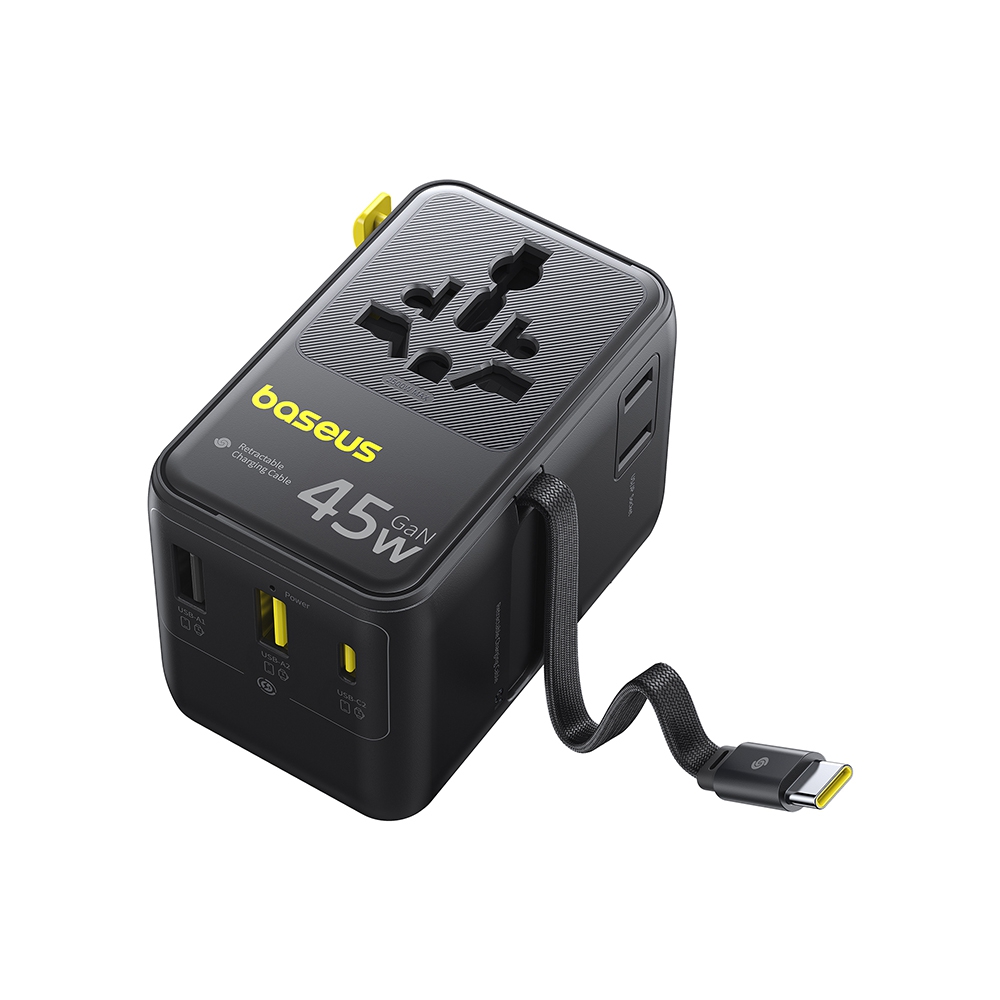 Baseus PicoGo AG11 Universal Travel Adapter with Retractable Cable 2AC+2U+2C 45W