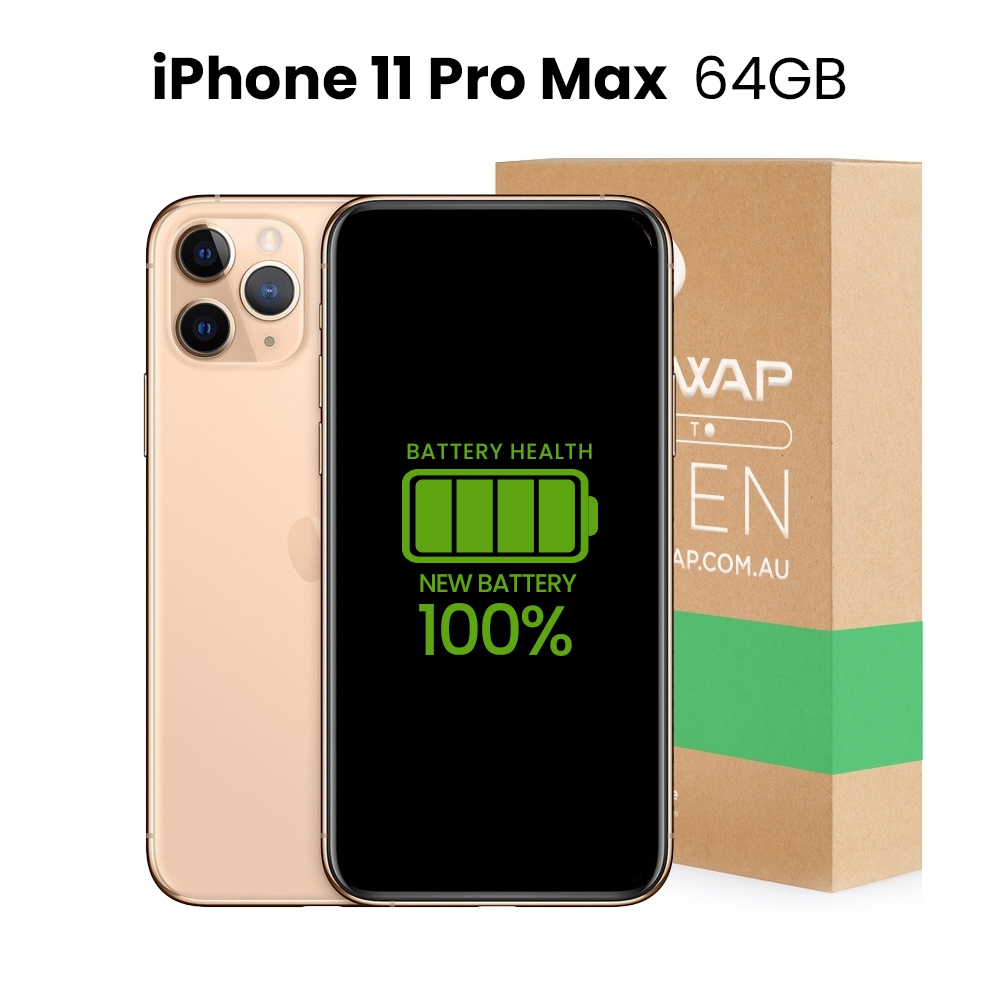 Apple Refurbished Fully Functional iPhone 11 Pro Max 64GB 100% New Battery - Grade A (As New)-Silver