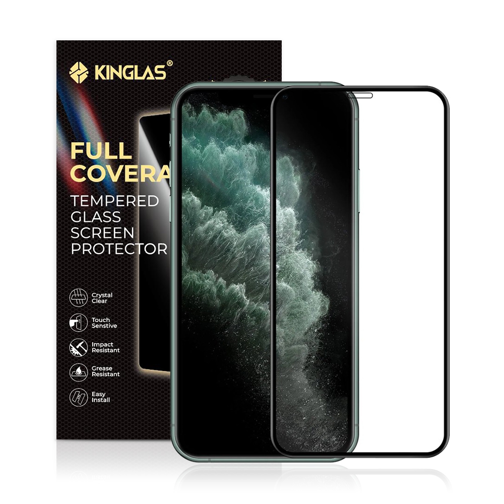 Kinglas 2.5D Full Coverage Silk Printing Black Edge Tempered Glass Screen Protector*iPhone XR / 11
