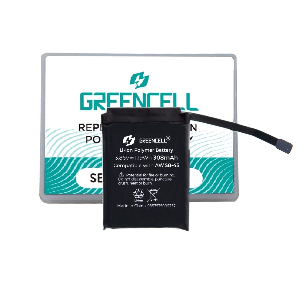Greencell Apple Watch Series 8 45MM Replacement Battery with Adhesive Strips 308mAh