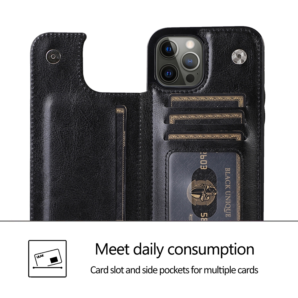 Back Flip Leather Wallet Cover Case for iPhone 14 Pro-Blue