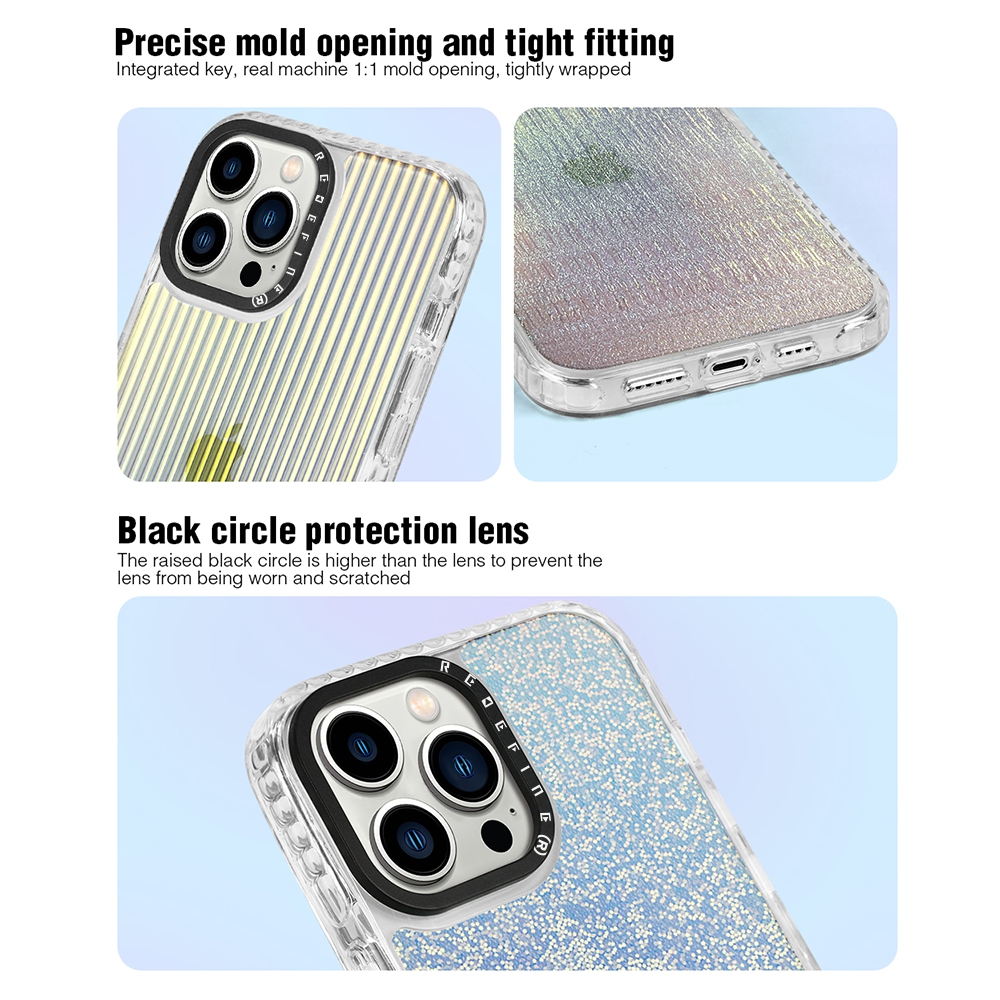 Picasus Laser Iridescent Transparent Cover Case for iPhone 14 Pro Max-Groove