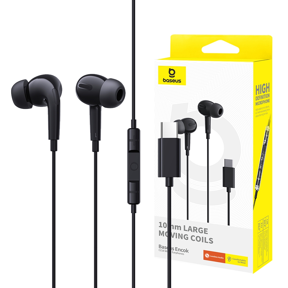 Baseus Encok CZ18 Wired Earphones-Black