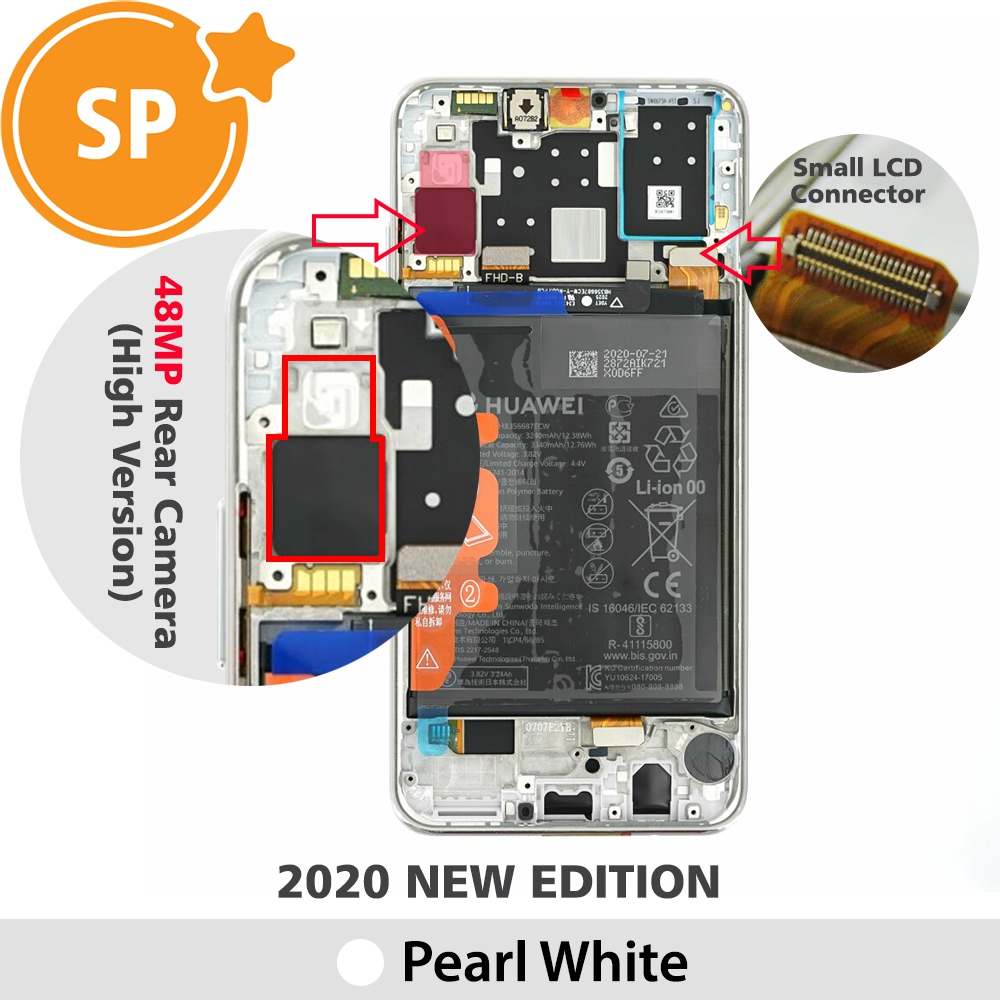 Huawei P30 Lite New Edition 2020 LCD Screen Digitizer 02353FQB (Service Pack)-Pearl White-This is 2020 new edition, not 2019 edition, please read care