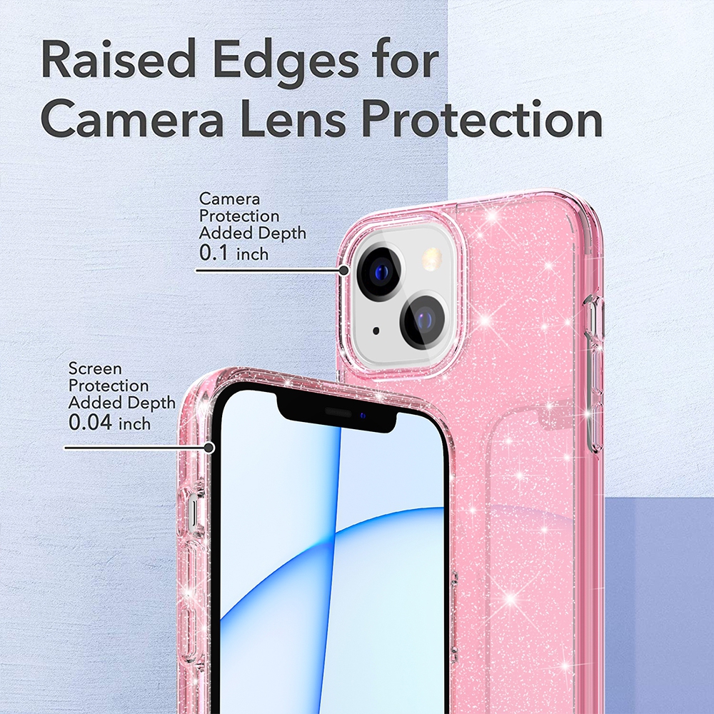 Ultimate Glitter Shockproof Case Cover for iPhone 14-Clear Pink