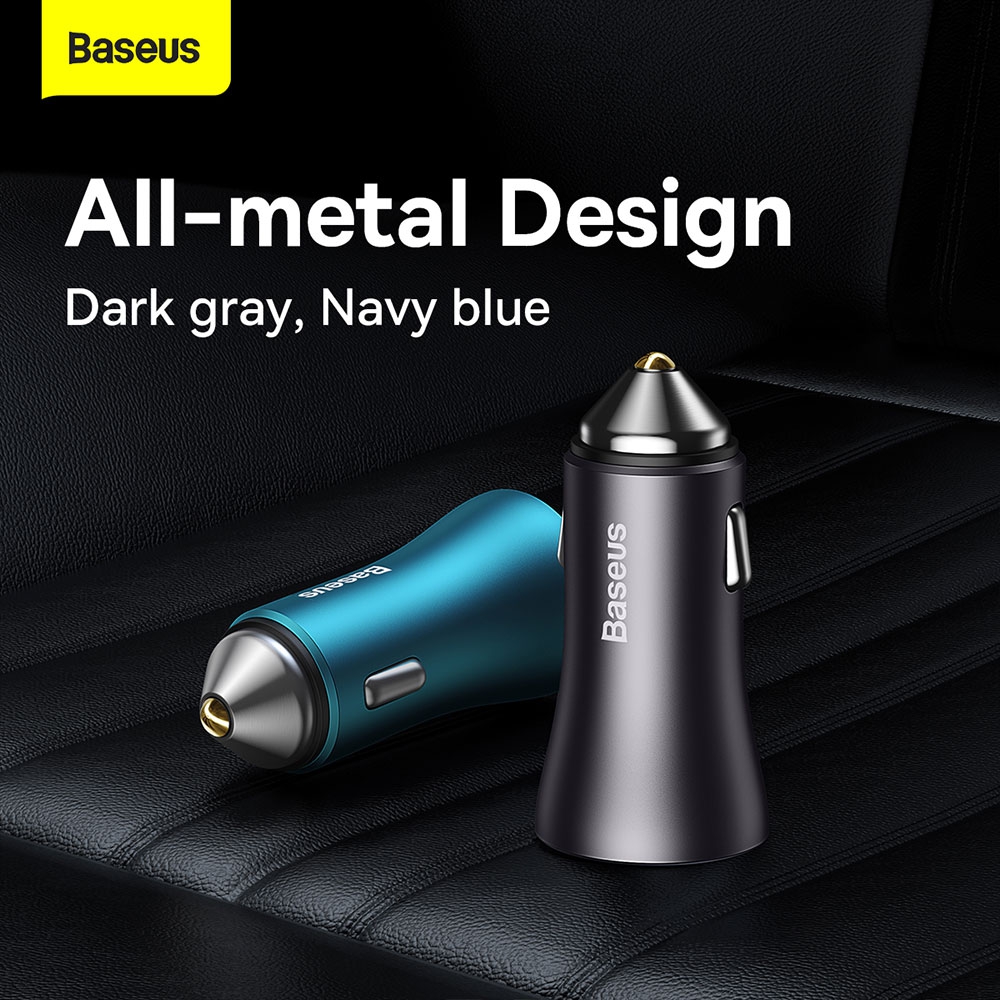 Baseus Car Charger Golgen Contactor Max-USB+Type U+C 60W -Blue