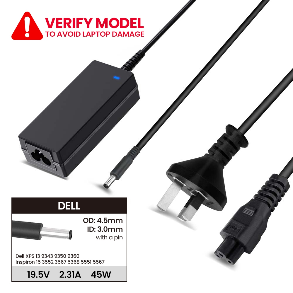 Laptop Power Adapter DL451954530 For Dell XPS 13 9343 9350 9360 Inspiron 15 3552 3567 5368 5551 5567 (With Pin Inside)