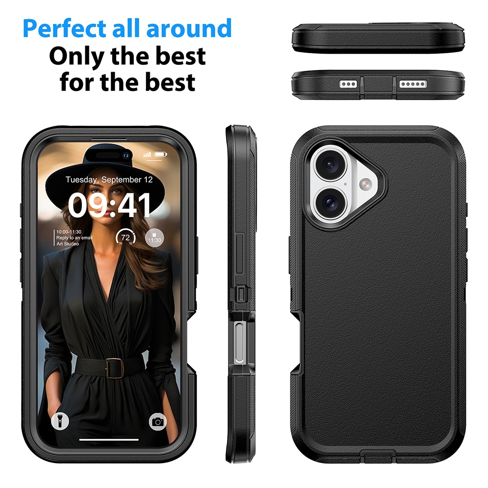 Shockproof Robot Armor Hard Plastic Magsafe Case with Belt Clip for iPhone 17 Air-Navy