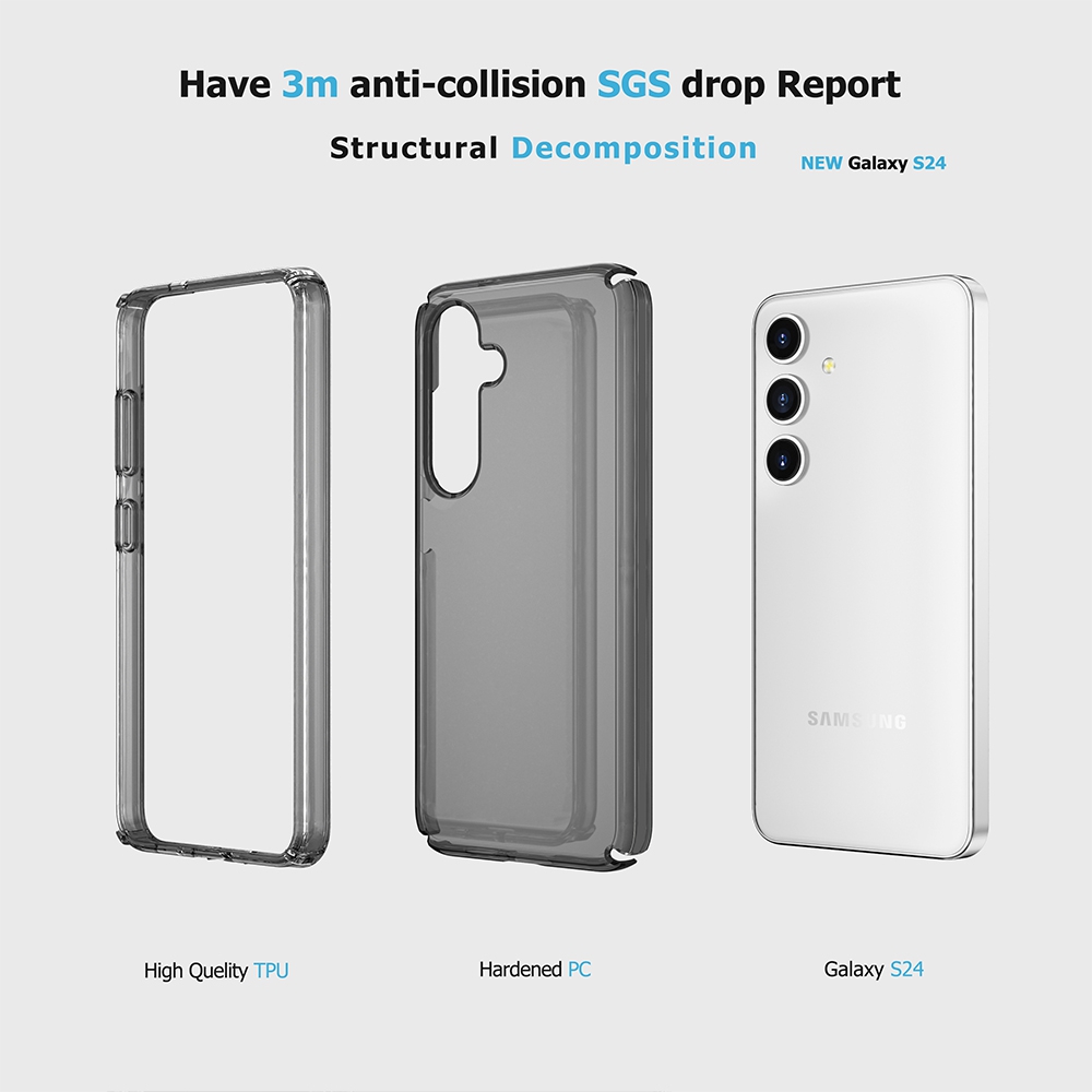 UTIA Ultimake Shockproof Case Cover for Samsung Galaxy S24 / S25-Clear Black