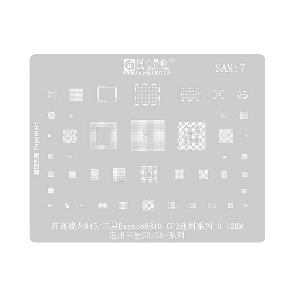 AMAOE BGA Reballing Stencil With CPU Position SAM7 for Samsung Galaxy S9 / S9 Plus