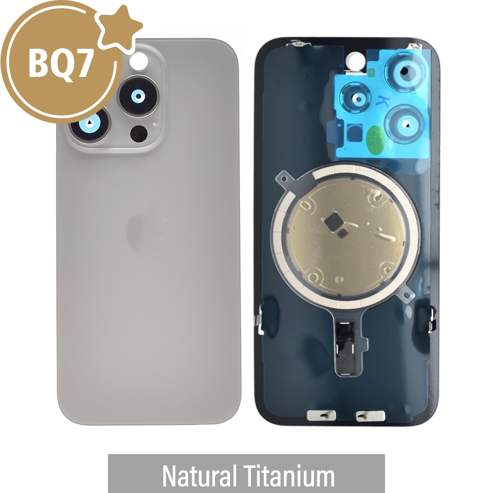 BQ7 Rear Cover Glass with Camera Lens Glass and Magsafe Magnet for iPhone 15 Pro-Natural Titanium