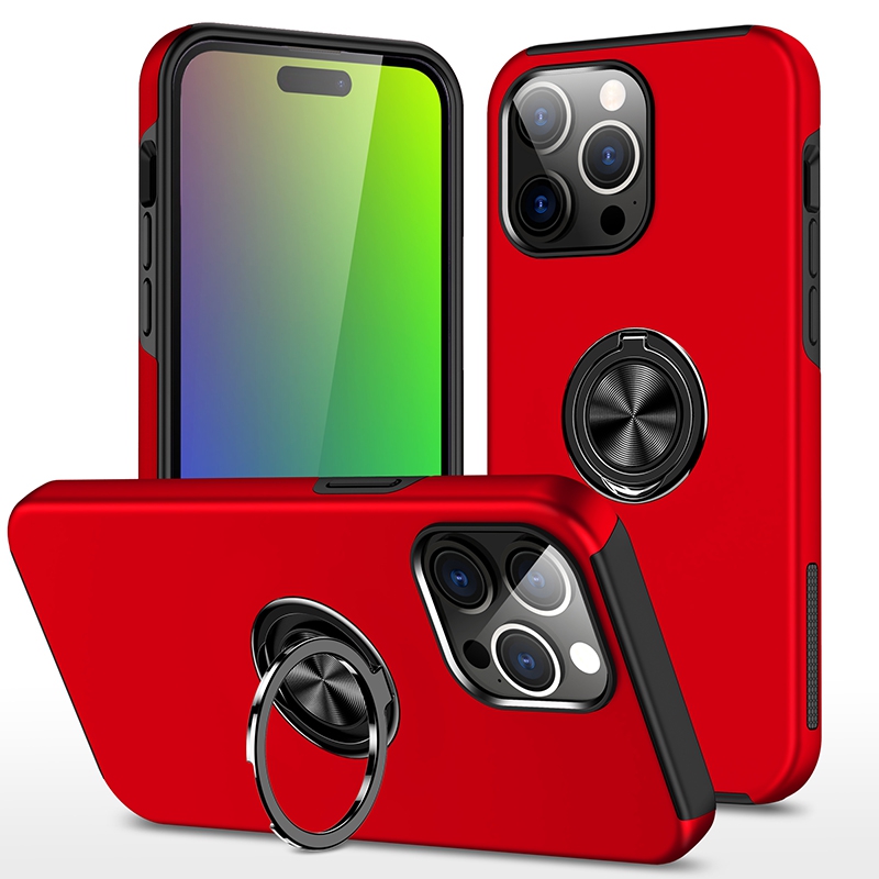 Magnetic Ring Holder Shockproof Cover Case for iPhone 15 Pro-Navy